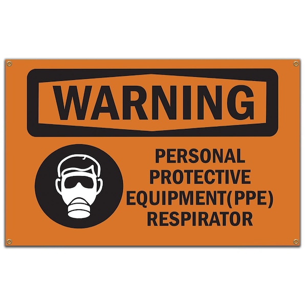 Signmission OSHA WARNING Sign, PPE Respirator, 60 in Banner, 14" W, 10" H, PPE Respirator, PPE Respirator OS-NS-B-60-12776 - main